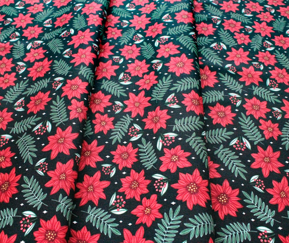 カットクロス Cloud9 Fabrics Winter Wonderland Poinsettia Parade 4枚目の画像