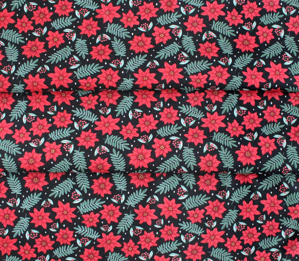 カットクロス Cloud9 Fabrics Winter Wonderland Poinsettia Parade 6枚目の画像