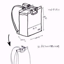 rs-2b  四角い帆布のリュックサック ツートン 青にび/辛子 10枚目の画像