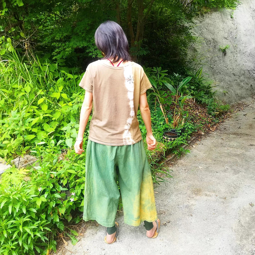 草木染めhemp wide pants*麻ワイドパンツ／藍染めリネンのバギー
