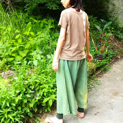 草木染めhemp wide pants*麻ワイドパンツ／藍染めリネンのバギーパンツ／蓮染めスカッツ／リラックスパンツ 3枚目の画像