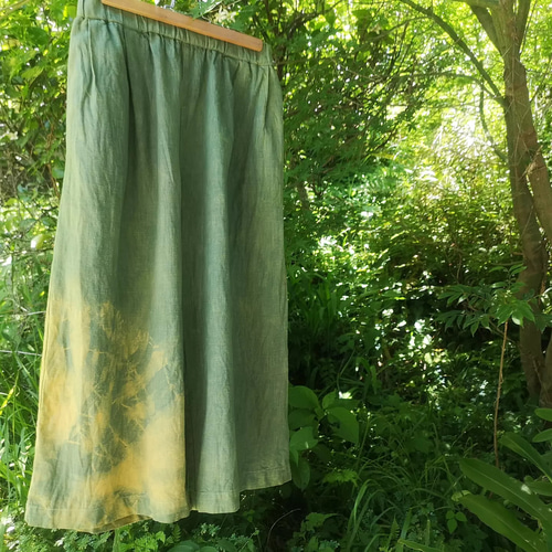 草木染めhemp wide pants*麻ワイドパンツ／藍染めリネンのバギーパンツ