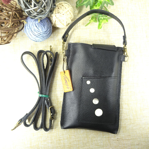 イヌ 2Wayスマホポシェット バッグ ポーチ サコッシュ ネームタグ付き