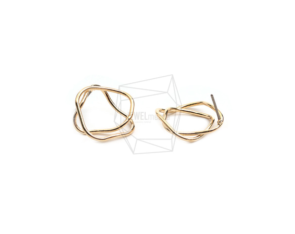 ERG-2406-G【2個入り】ダブルラウンドピアス,Double Round post earring 2枚目の画像