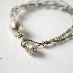 [6line] silver・pearl blaid bracelet 2枚目の画像