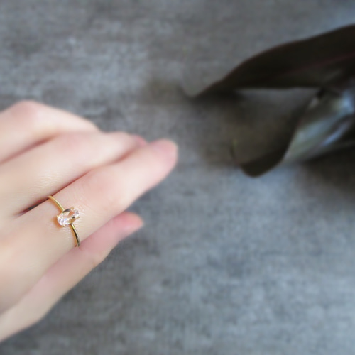 希少】宝石質6×4mm「モルガナイト」リング【4月の誕生石】 指輪