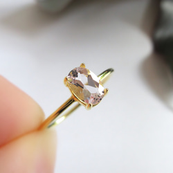 【希少】宝石質6×4mm「モルガナイト」リング【4月の誕生石】 2枚目の画像