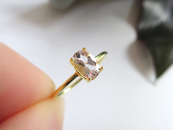 【希少】宝石質6×4mm「モルガナイト」リング【4月の誕生石】 2枚目の画像