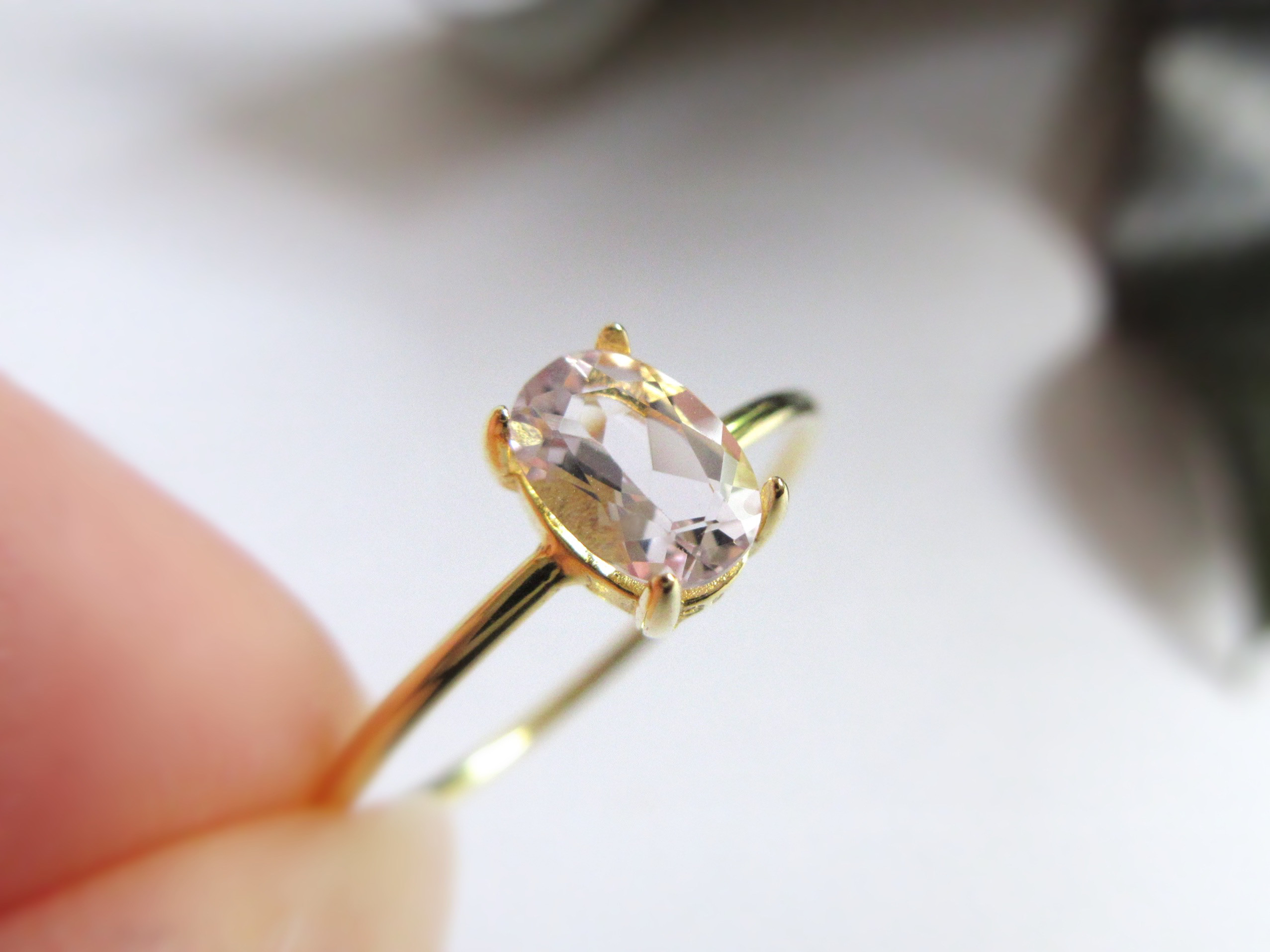 【希少】宝石質6×4mm「モルガナイト」リング【4月の誕生石】