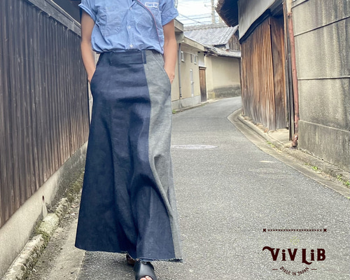 ♡新品未使用♡デニムダンガリー／リメイクロングスカート／160センチ ♡新品未使用♡デニムダンガリー／リメイクロングスカート／160センチ