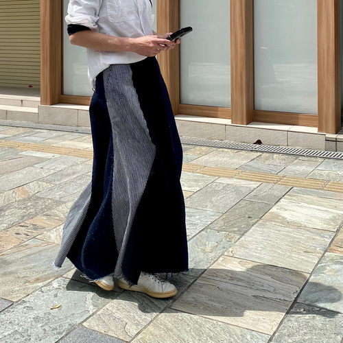 岡山デニムのマキシスカート｜サイズ・デザインカスタム可｜上質
