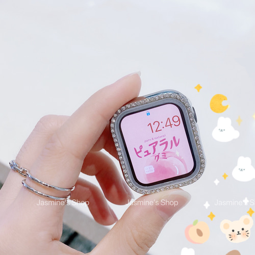 AppleWatch キラキラ 一体式保護 カバー 一重 ラインストーン ケース