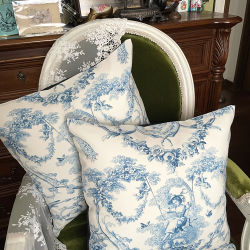 ☆セール☆ フランス トワルドジュイ ブランコに乗る少女 (ブルー