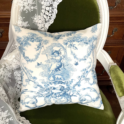 ☆セール☆ フランス トワルドジュイ ブランコに乗る少女 (ブルー