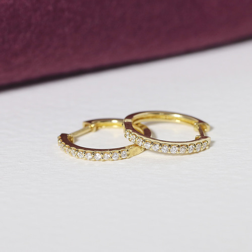 K18WG ダイヤモンド フープピアス 計0.12ct K18WG ダイヤモンド フープピアス 計0.12ct