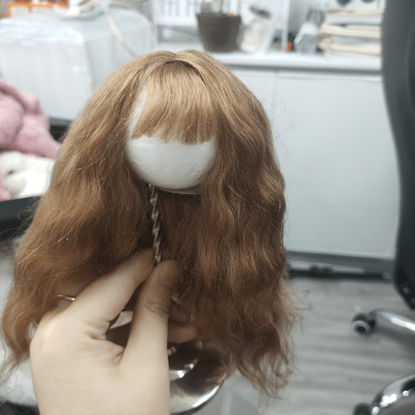 bjdウィッグ モヘア　オリジナルデザインの人形用ウィッグアクセサリー シミュレーテッドスカルプ　仮装　髪 1/４ bj 5枚目の画像