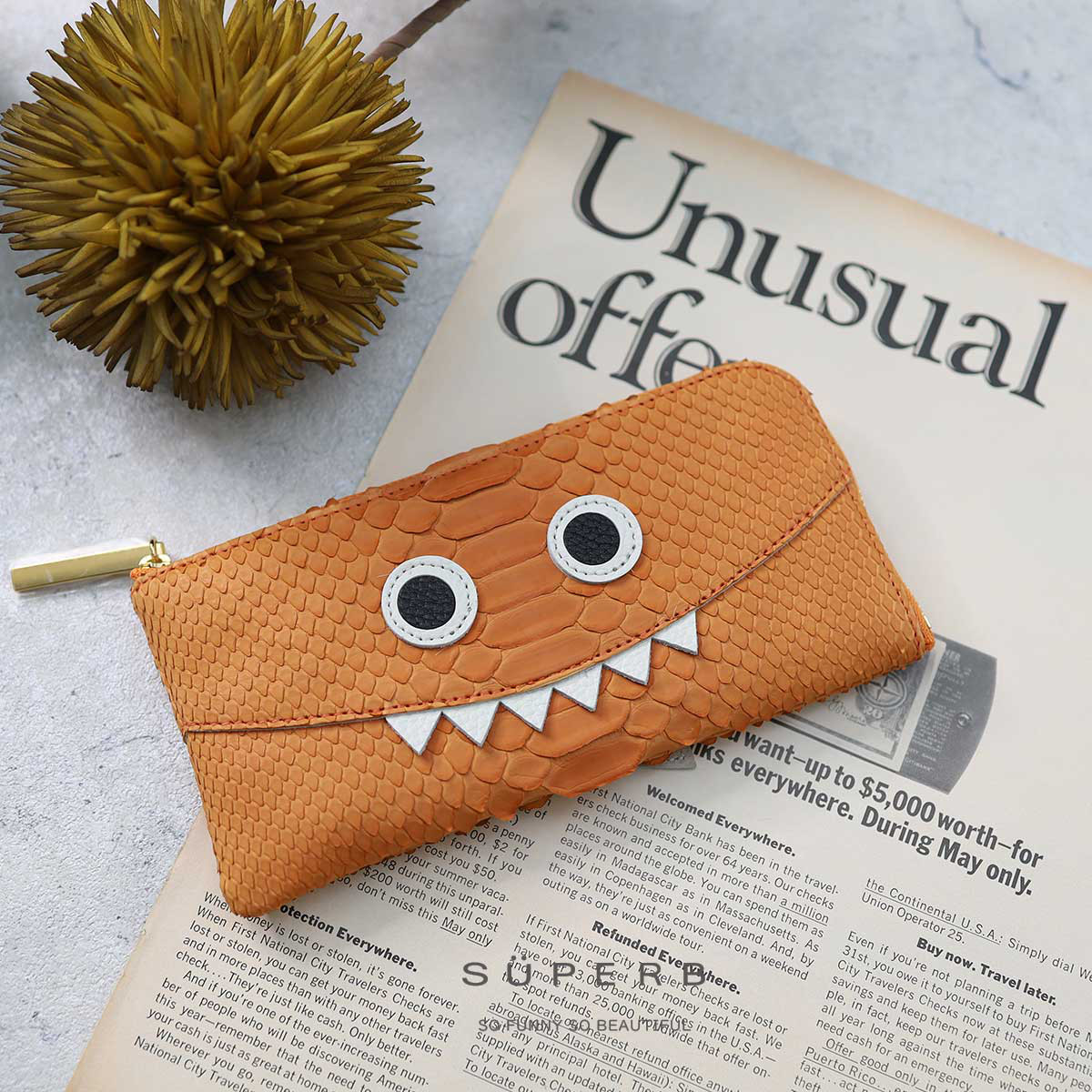 【パイソンモンスターL字長財布/全11色】思わず誰かに見せたくなるモンスターL字財布/L字長財布【パイソン】