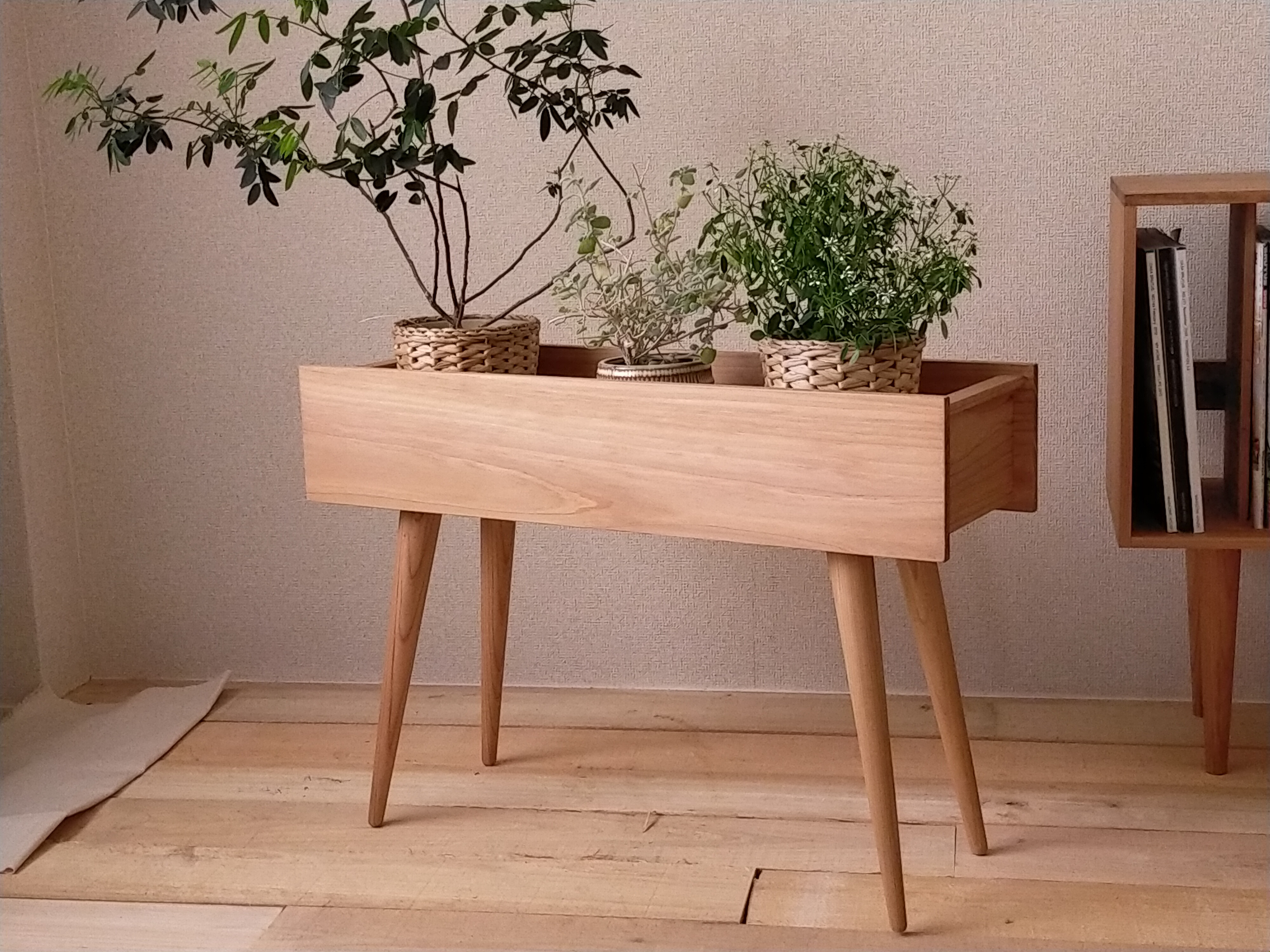 インドアグリーンに　シンプルなプランタースタンド