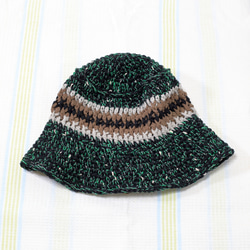 サマーニット帽　バケットハット　手編み　かぎ針編み　春夏　帽子　ブラック　グリーン　メンズ　レディース　ジュニア 3枚目の画像