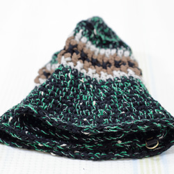サマーニット帽　バケットハット　手編み　かぎ針編み　春夏　帽子　ブラック　グリーン　メンズ　レディース　ジュニア 9枚目の画像