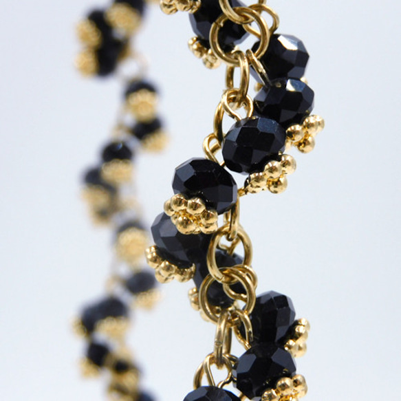 Crystal beads chain /クリスタルロンデルチェーン【 Black Berry 】 10cm 2枚目の画像