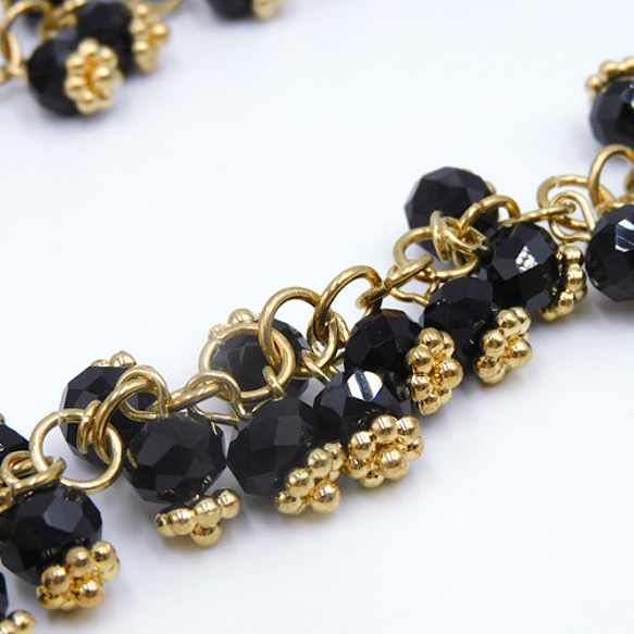 Crystal beads chain /クリスタルロンデルチェーン【 Black Berry 】 10cm 3枚目の画像