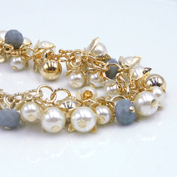 Pearl＆Crystal beads chain /パール&ビーズチェーン【 Harvest 】 10cm 2枚目の画像