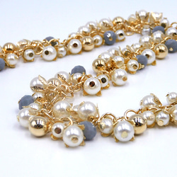 Pearl＆Crystal beads chain /パール&ビーズチェーン【 Harvest 】 10cm 3枚目の画像