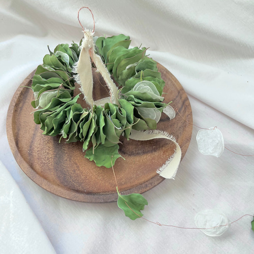 ポポラスとルナリアのモビールリース / ドライフラワー リース