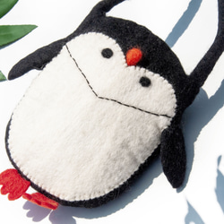 天然ウールフェルトクロスボディバッグサイドバックパックアニマルウールフェルトiPhone電話ケースファーキッドペンギンバッグクリ 4枚目の画像