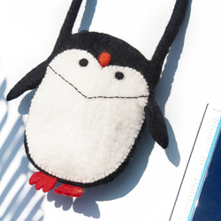 天然ウールフェルトクロスボディバッグサイドバックパックアニマルウールフェルトiPhone電話ケースファーキッドペンギンバッグクリ 12枚目の画像
