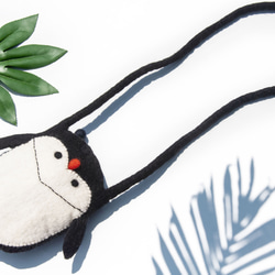 天然ウールフェルトクロスボディバッグサイドバックパックアニマルウールフェルトiPhone電話ケースファーキッドペンギンバッグクリ 2枚目の画像