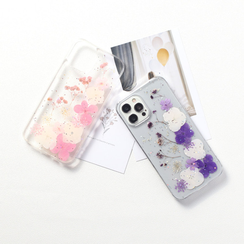 押し花デザイン iPhoneケース クリア 15 14 13 Pro 12 SE 11 X ラメ  