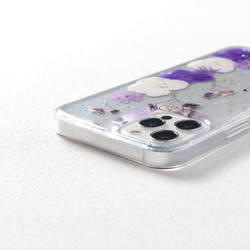 押し花デザイン iPhoneケース クリア 15 14 13 Pro 12 SE 11 X ラメ入り 花柄 韓国 可愛い 10枚目の画像