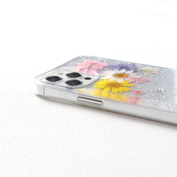押し花デザイン iPhoneケース クリア 15 14 13 12 pro SE 11 ラメ入り 花柄 大人可愛い 韓国 11枚目の画像