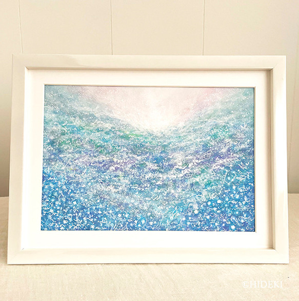 透明水彩画 原画 「ひまわりの丘05」額縁付 4Fサイズ 風景画 【公式通販】