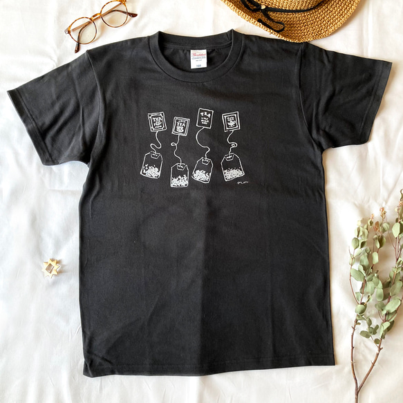 【６月初旬発送】《Tea-shirt》紅茶ティーバッグTシャツ（黒） 7枚目の画像