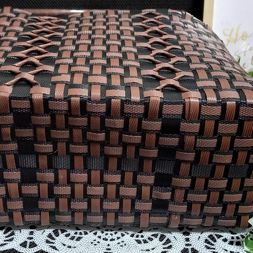 かごバッグ2025】PPバンドプラかごバッグM 黒×茶 かごバッグ michael