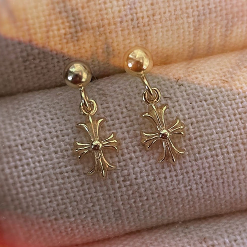 S925 シルバー ダイヤモンド ピアス クロスピアス シンプル 18K