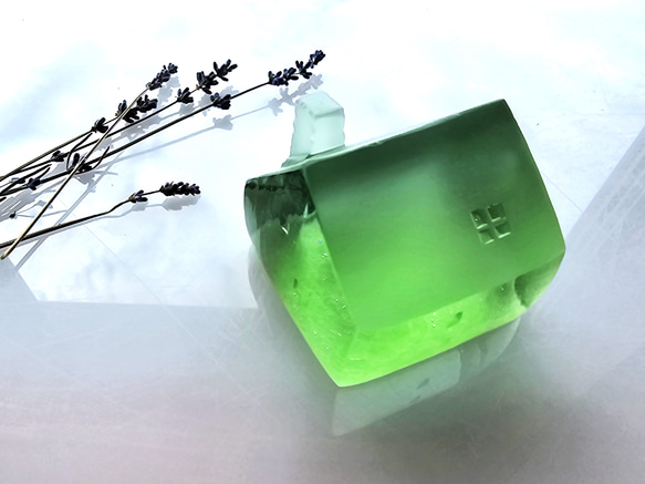 ガラスの家　置物　インテリア　グリーン 10枚目の画像
