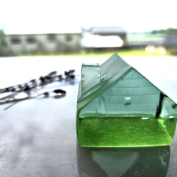 ガラスの家　置物　インテリア　グリーン 9枚目の画像