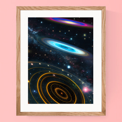 美しい円を描く神秘的で色鮮やかな宇宙 アートポスター プレミアムフレーム(額縁)付き 5枚目の画像