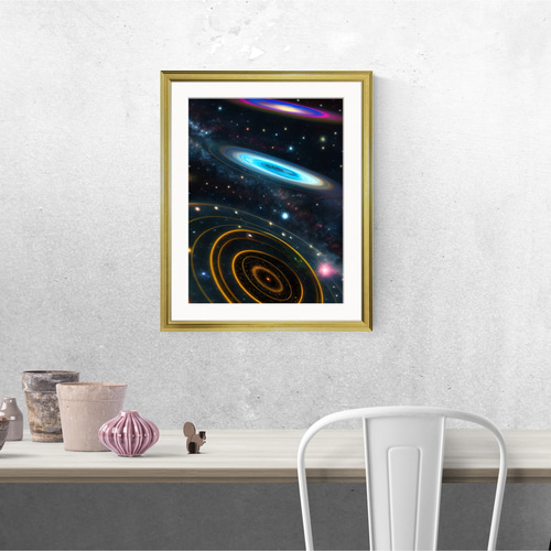 美しい円を描く神秘的で色鮮やかな宇宙 アートポスター プレミアム