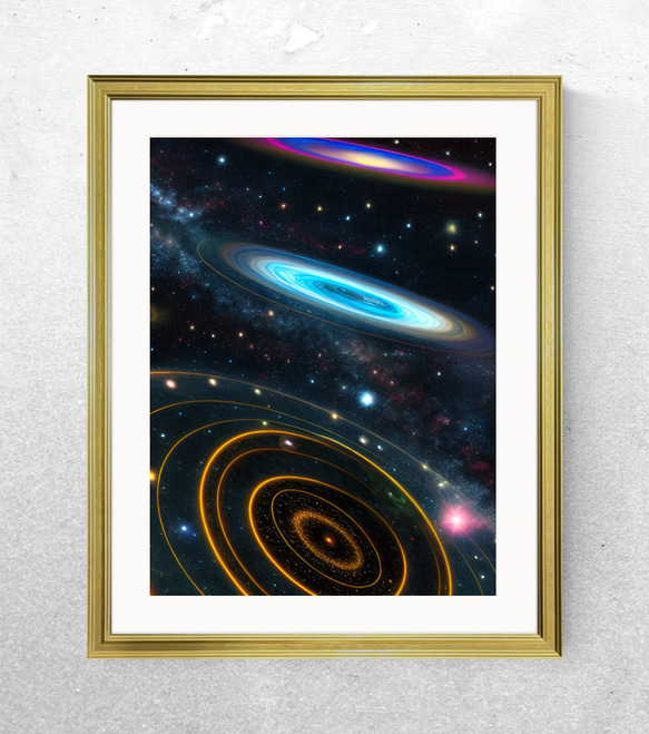 美しい円を描く神秘的で色鮮やかな宇宙 アートポスター プレミアムフレーム(額縁)付き 9枚目の画像