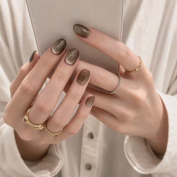 ネイルチップ マグネット シンプル 大人 ブラウン 結婚式 ウエディング coffee brown ｜大人ブラウンネイル｜形状記憶ネイルチップ
