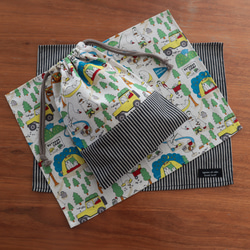 ハリネズミ ☆モノトーン 給食セット ランチョンマット お弁当袋