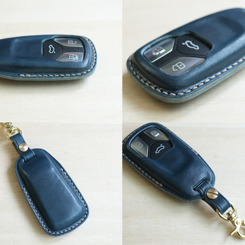 Audi レザーキーケース グレー 箱付き bc7b85931472fb28d8fc65be2f14b9
