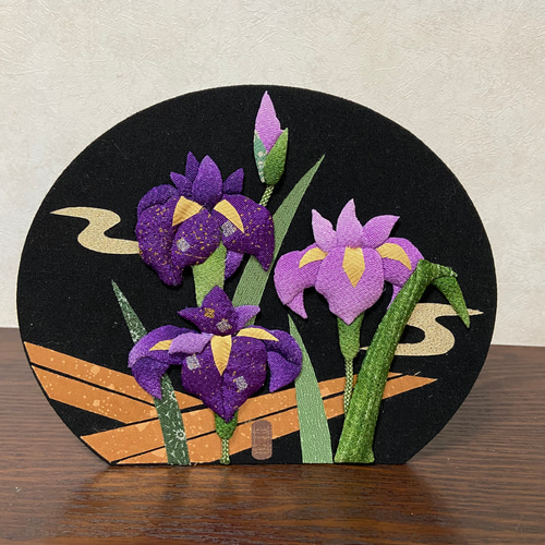 押絵  花菖蒲 ハントメイド インテリア アンティーク 鳥 送料無料 押絵 菖蒲 その他インテリア雑貨 おたんこなす 通販 15948922