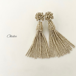 ビーズ タッセル ピアス/イヤリング【メタリックシルバー】ーGlanzーCharlotte Beads tassel 9枚目の画像