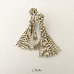 ビーズ タッセル ピアス/イヤリング【メタリックシルバー】ーGlanzーCharlotte Beads tassel 12枚目の画像